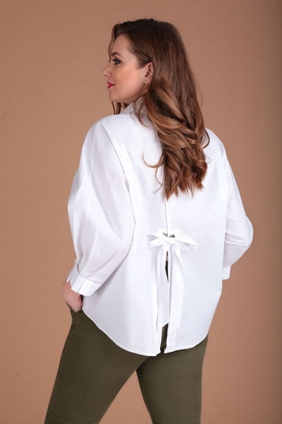 Рубашка-рубашка свободного силуэта из хлопка для лето Таир-Гранд 62427 белый - фото 3