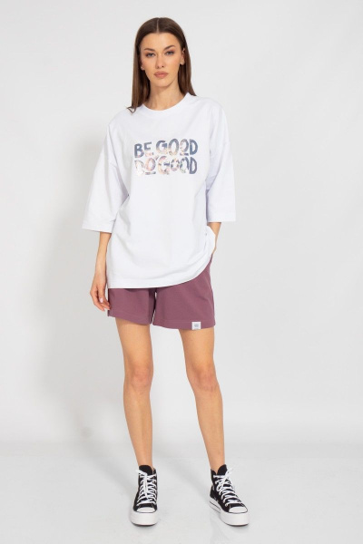 Летний оверсайз костюм с шортами и принтами из хлопка Kivviwear 30903091.09 - фото 3