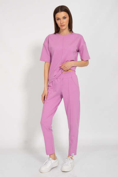 Летний спортивный костюм с кантом и нежной тканью из хлопка Kivviwear 40363040.05 - фото 2