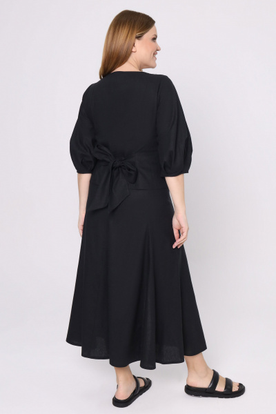 Юбка и блуза на каждый день из льна с принтом в полоску Панда 144310w черный - фото 2