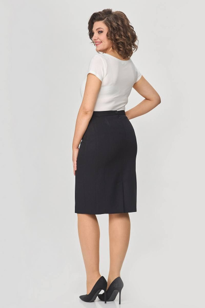 Юбка платье-миди из ткани с шлицей Zlata 4422 черный - фото 3