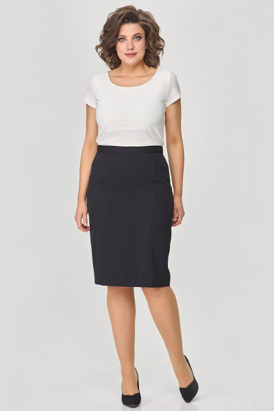 Юбка платье-миди из ткани с шлицей Zlata 4422 черный - фото 1