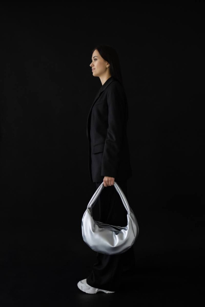 Шопер женский экокожа вместительный серый MT.Style HOBO silver2 - фото 9