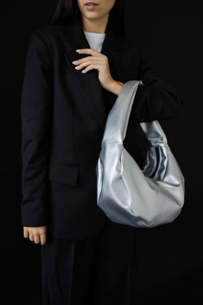 Шопер женский экокожа вместительный серый MT.Style HOBO silver2 - фото 6