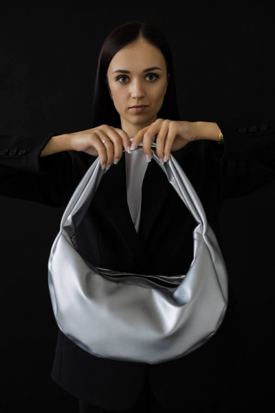 Шопер женский экокожа вместительный серый MT.Style HOBO silver2 - фото 2