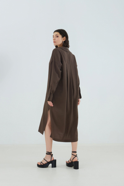 Платье на каждый день из текстиля Elema 5К-12489-1-170 коричневый - фото 4