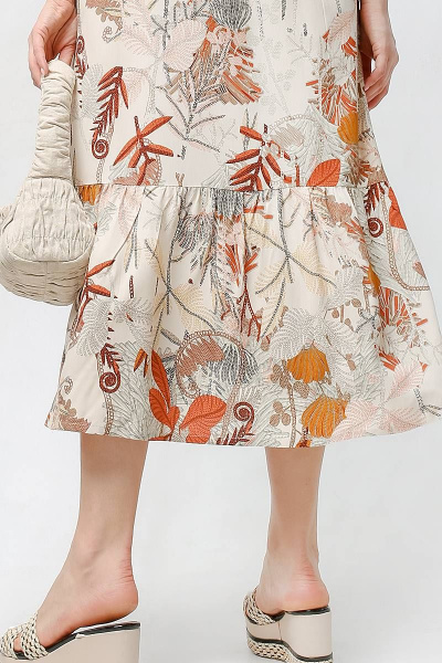 Платье из набивной вискозы с воланом и съёмным поясом La rouge 5427 беж-набивной - фото 3