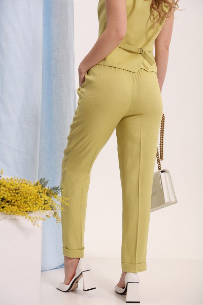 Летний костюм из льняных тканей с жилетом и зауженными брюками LM БЛ5079-1 - фото 5