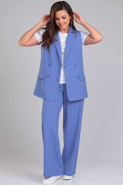 Брюки, джемпер, жилет LeNata 32253 на-синем-полоска - фото 1