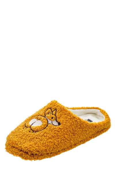 Домашние оранжевые текстильные тапочки с рисунком корги Chobot 05Т-517 оранжевый-корги - фото 3