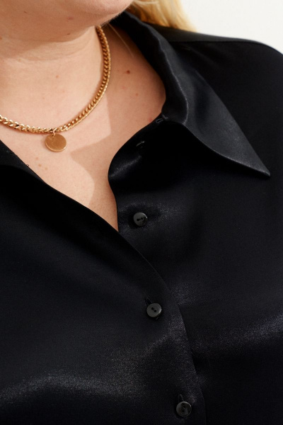 Базовая блузка из вискозы с сатиновым эффектом для офиса Ketty К-07540 черный - фото 4