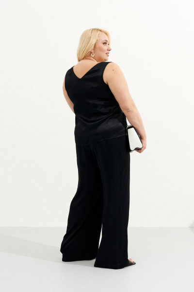 Вискозная блузка без рукавов с разрезами и застежкой Ketty К-05740 черный - фото 4