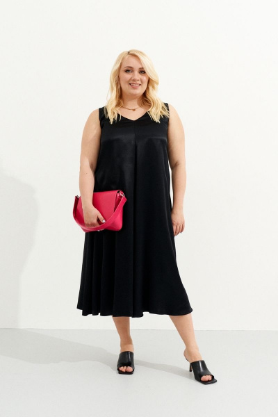 Круглогодичное платье из вискозы с женственным V-образным вырезом Ketty К-05480w черный - фото 12