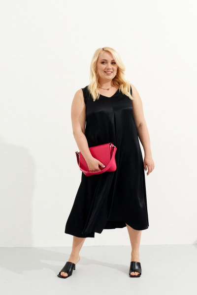 Круглогодичное платье из вискозы с женственным V-образным вырезом Ketty К-05480w черный - фото 10