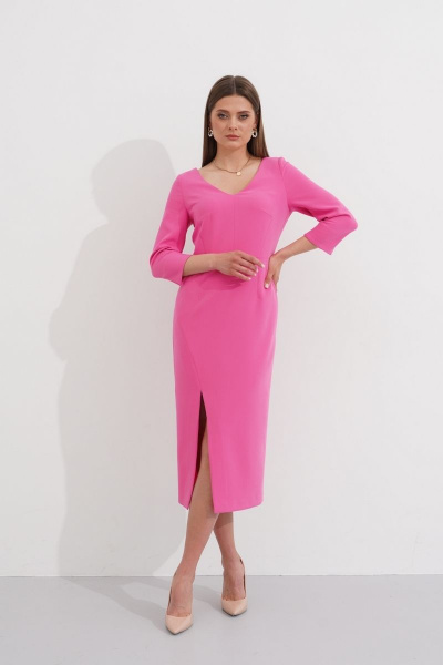 Нарядное платье из вискозной ткани с разрезом и глубоким V Ketty К-09080 - фото 2