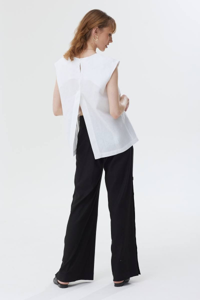 Льняной комплект блузы без рукавов и широких брюк Vesnaletto 3513 - фото 4