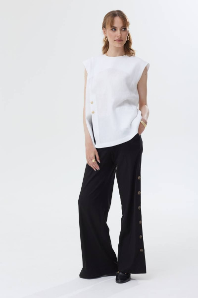 Льняной комплект блузы без рукавов и широких брюк Vesnaletto 3513 - фото 1