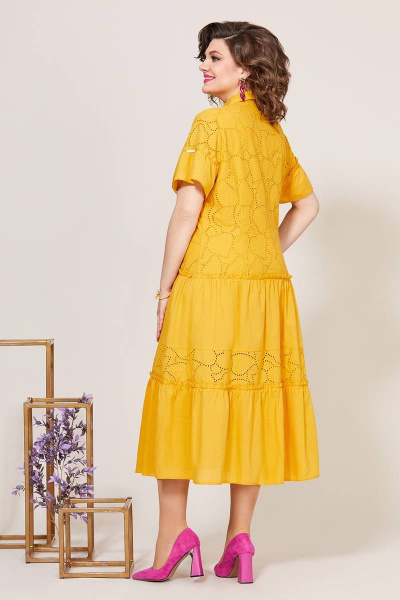 Платье на каждый день с вышивкой и воланами летнее Mira Fashion 5275-4 - фото 3