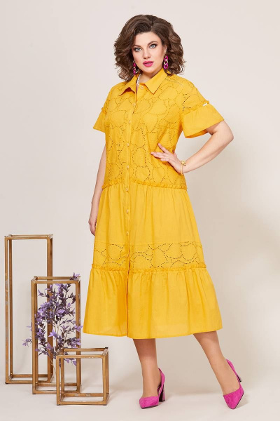 Платье на каждый день с вышивкой и воланами летнее Mira Fashion 5275-4 - фото 2