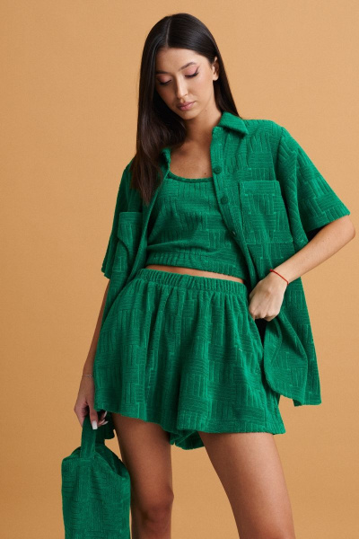 Летние яркие шорты из махровой ткани с карманами ANNETE A339/1 - фото 6