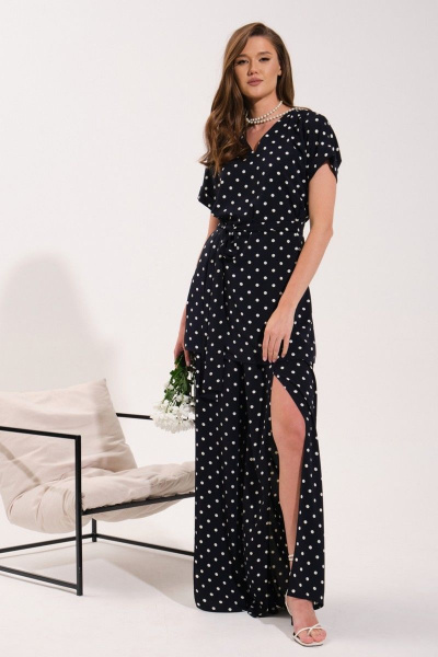 Брюки, туника VI ORO VR-1053 темно-синий/горох - фото 2