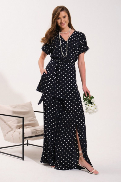 Брюки, туника VI ORO VR-1053 темно-синий/горох - фото 1