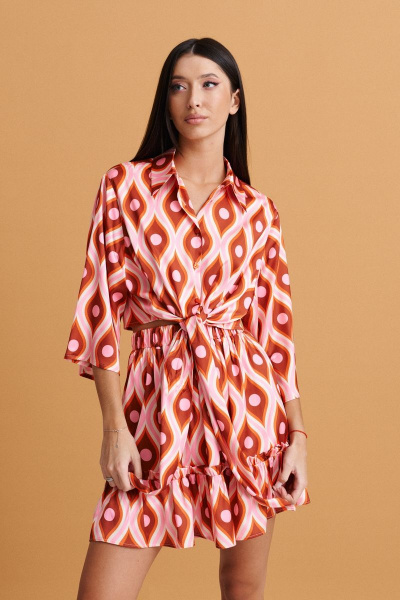 Короткая струящаяся юбка с ярким абстрактным принтом ANNETE A390 - фото 1