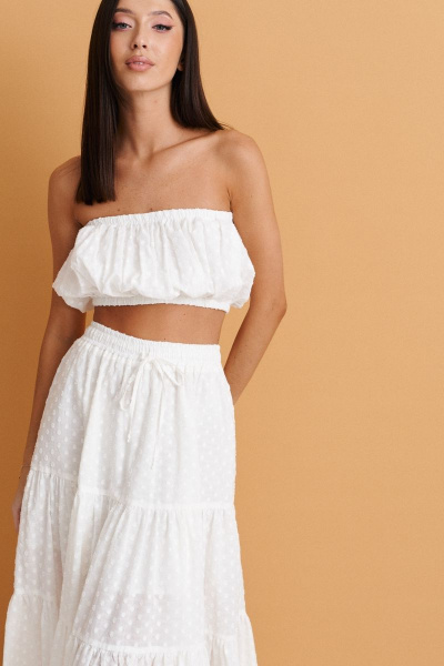 Летний хлопковый топ с фактурой и резинкой ANNETE A730 - фото 2