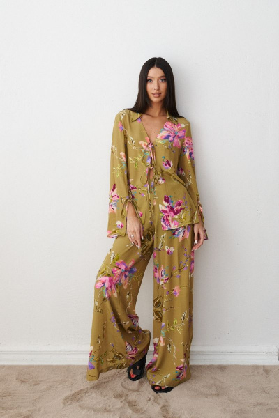 Брюки и рубашка из вискозы цветочный принт свободный крой ANNETE A4149 - фото 8