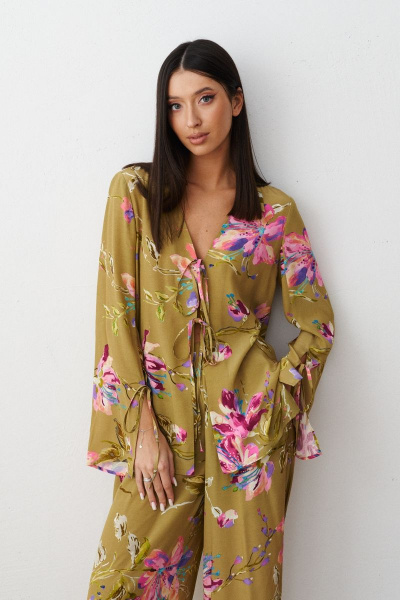 Брюки и рубашка из вискозы цветочный принт свободный крой ANNETE A4149 - фото 7