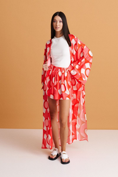 Струящиеся шорты с абстрактным принтом и резинкой ANNETE A411 - фото 3