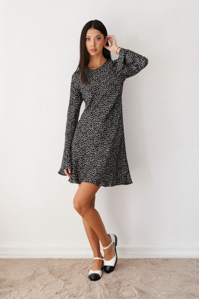 Миниатюрное платье из вискозы с цветочным принтом и коротким рукавом ANNETE A3346 - фото 1