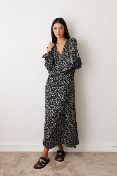 Платье из вискозы на запах с завязками и цветочным принтом ANNETE A3351 - фото 6