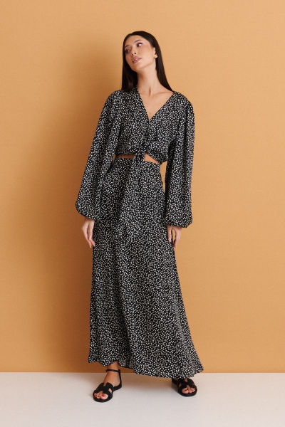 Летний комплект из укороченной рубашки и юбки с цветочным принтом ANNETE A4134 - фото 4