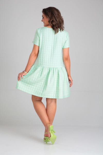 Модное платье из стежки с воланом и круглой горловиной Mubliz 060 мята - фото 2