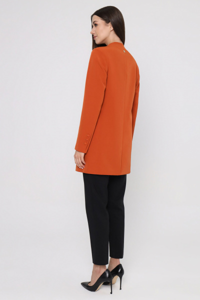 Оранжевый деловой жакет удлиненный без застежки Панда 58830w терракотовый - фото 2
