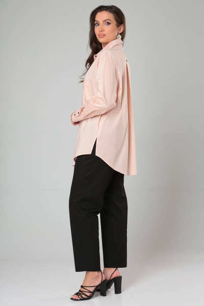 Рубашка прямого силуэта со асимметричными манжетами и карманом Bliss 8216 розовый - фото 4