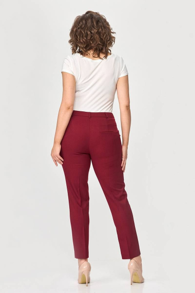 Классические женские брюки из текстиля с карманами для круглый год Zlata 4426 бордовый - фото 3