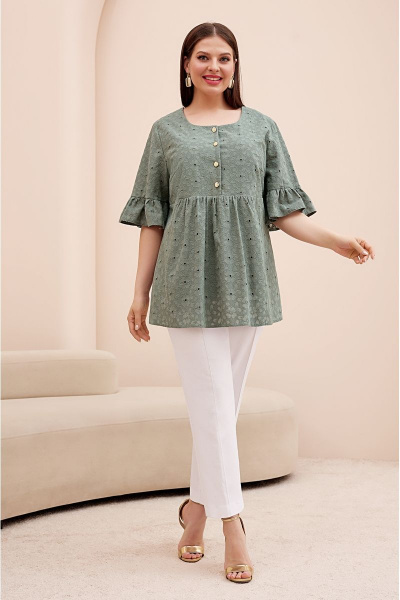 Летний костюм из хлопка и текстиля с туникой и брюками Lissana 4721 - фото 1