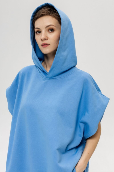 Голубой жилет с капюшоном из хлопка для базового гардероба Twok 103225 голубой - фото 3