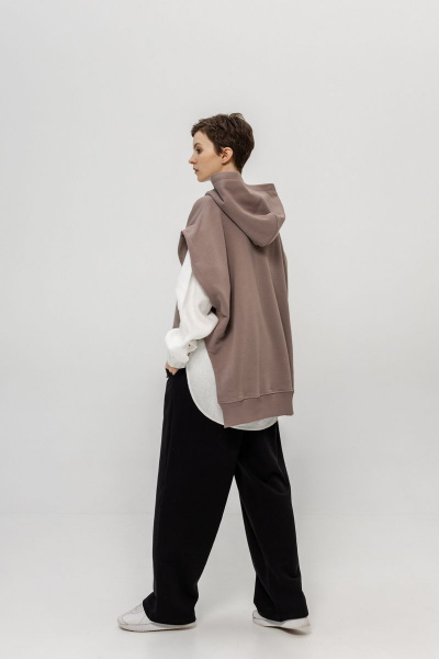 Коричневый жилет с капюшоном из хлопка Twok 105225 какао - фото 4