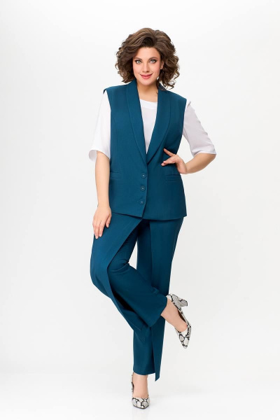 На каждый день платье из текстиля с ремнем и воланом Swallow 646.4 индиго - фото 4