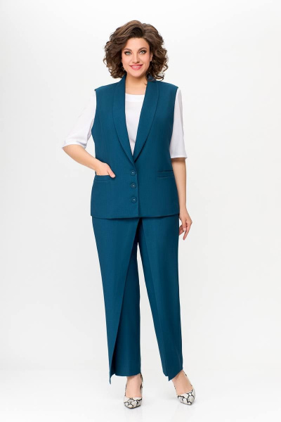 На каждый день платье из текстиля с ремнем и воланом Swallow 646.4 индиго - фото 2