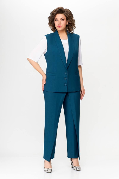 На каждый день платье из текстиля с ремнем и воланом Swallow 646.4 индиго - фото 1