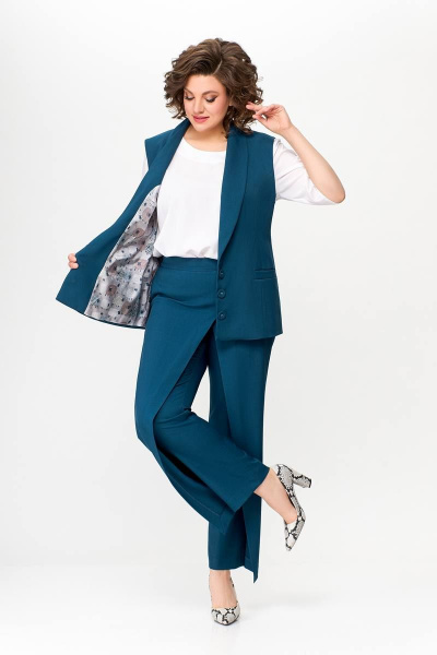 На каждый день платье из текстиля с ремнем и воланом Swallow 646.4 индиго - фото 8