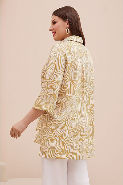 Летний костюм из текстиля с брюками-палаццо и рубашкой Lissana 4733 желтый - фото 7