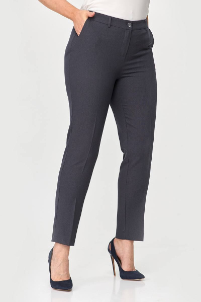 Классические серые брюки из текстиля с карманами для делового образа Zlata 4426 серый - фото 5