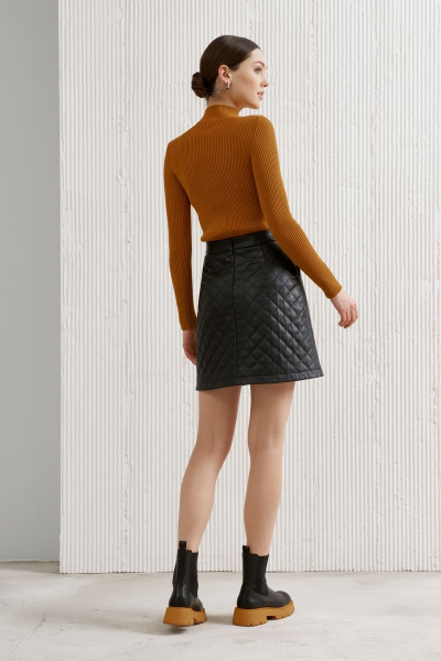 Короткая кожаная юбка с прорезными карманами и застёжкой на тесьму-молнию BURVIN 8677-21 - фото 3