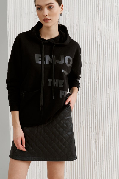 Короткая кожаная юбка с прорезными карманами и застёжкой на тесьму-молнию BURVIN 8677-21 - фото 2