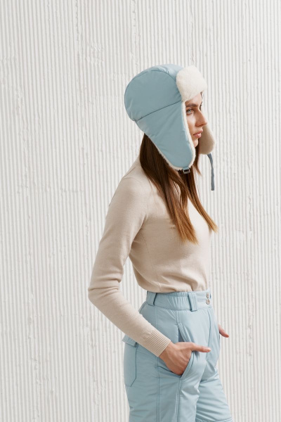 Голубая шапка из искусственного меха и ткани для демисезона BURVIN 8783-01 - фото 1